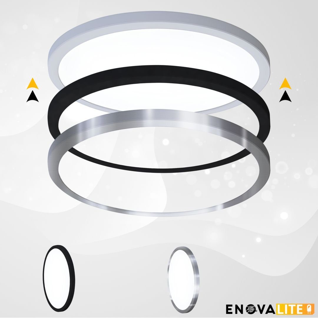 ENOVALITE LED Einbauleuchte LED CCT Panel, Ein-/Aufbau, 18W, 1880 lm, ø225x17mm, LED fest integriert, warmweiß, CCT, neutralweiß, kaltweiß, Lochdurchm. variabel, Lichtfarbe einstellbar