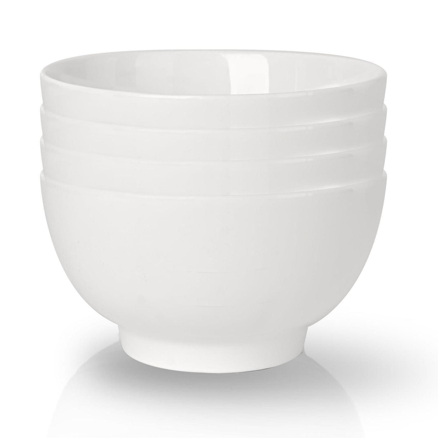 LuxusKollektion Suppenschüssel 4er Set Keramik Suppenschalen Weiß, Keramik