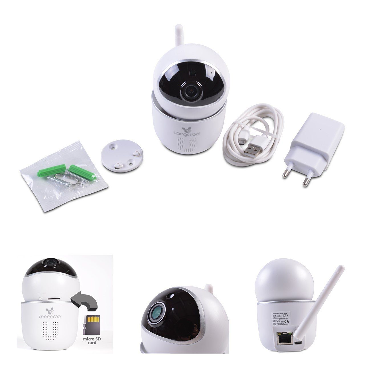 Cangaroo Video-Babyphone Babyphone Hype, Wi-Fi/Lan, Kamera, 360° Drehung, LED-Infrarot Nachsicht