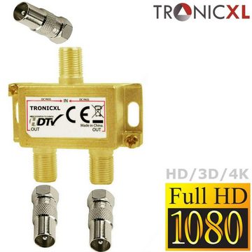 TronicXL SAT-Verteiler 2-Fach BK Verteiler TV Kabel SAT Splitter Weiche DVBC DVBT DVBS HD 4K