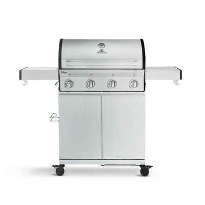 BURNHARD Gasgrill Big Fred, 4-Brenner, klappbare Seitentische, 2023er Version, 14 kW Grill 4 Brenner Basic