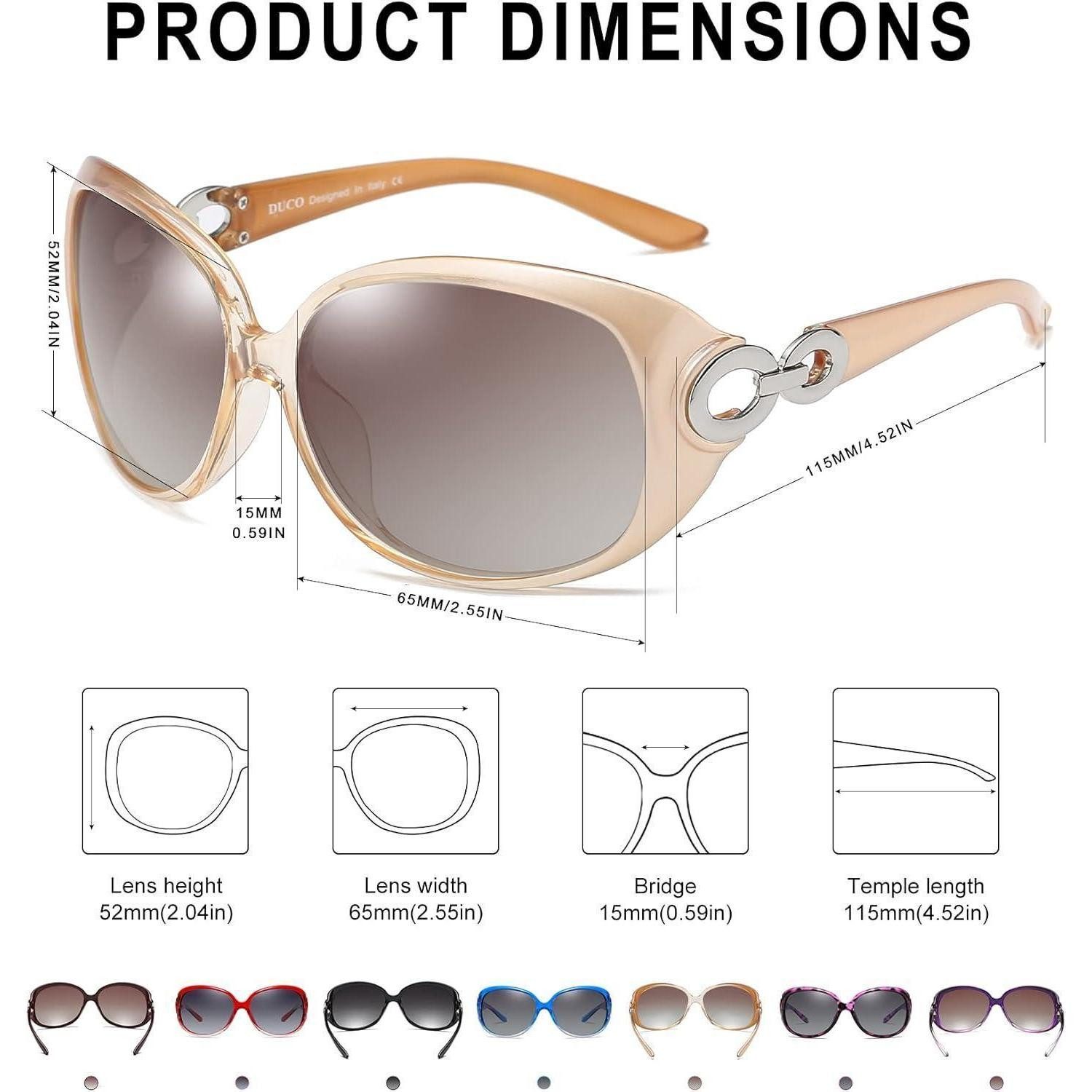 LuxusKollektion Retrosonnenbrille Sonnenbrille Damen Polarisiert Übergroß UV Schutz 1220 Champagner