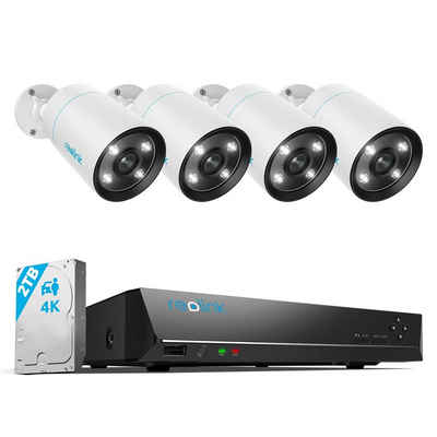 Reolink »4K Überwachungskamera Set RLK8-812B4-A« Überwachungskamera (Aussen, 4X 8MP PoE IP Kamera Überwachung Outdoor, 8CH 2TB Festplatte NVR, Smarte Personen-/Autoerkennung, Spotlight, Farbige Nachtsicht, Two Way Audio)