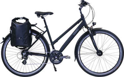 HAWK Bikes Trekkingrad »HAWK Trekking Lady Premium Plus Black«, 24 Gang microSHIFT