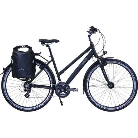 HAWK Bikes Trekkingrad HAWK Trekking Lady Premium Plus Black, 24 Gang microSHIFT, für Damen und Herren