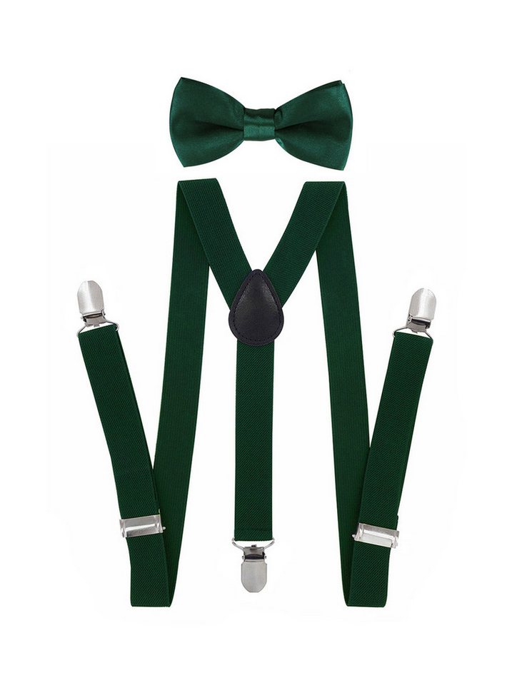 axy Hosenträger Kinder Jungen Hosenträger und Fliege set für Kinder 7-12 Jahren (2-St., 2er Set) Hosenträger mit farblich passender Fliege, verstellbar und elastisch