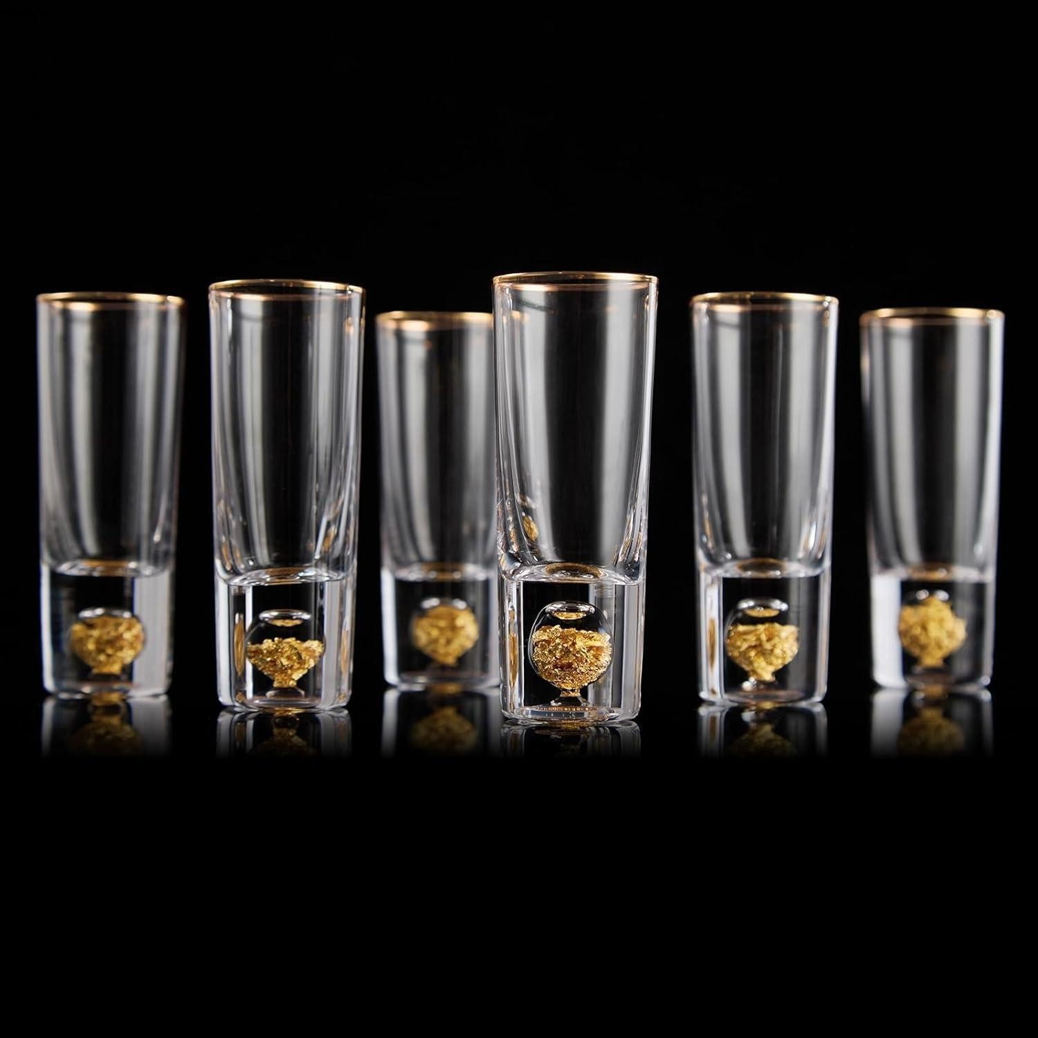 LuxusKollektion Schnapsglas Schnapsgläser Kristall 6cl 24K Blattgold Kristall Schnapsgläser 6 Pcs