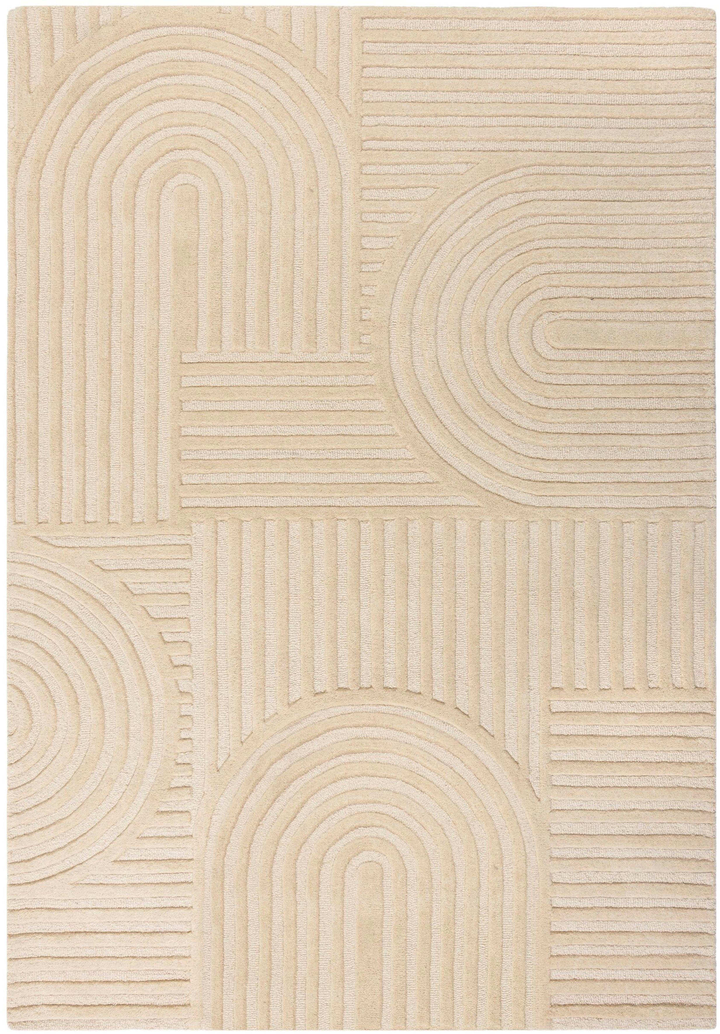 Wollteppich Zen Garden, FLAIR RUGS, Höhe: 10 mm, 100% Wolle, Hoch-Tief- Effekt, auch als Läufer und in Rund erhältlich