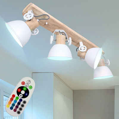 etc-shop LED Deckenspot, Leuchtmittel inklusive, Warmweiß, Farbwechsel, Holz Decken Strahler DIMMBAR Wohn Zimmer Spots beweglich