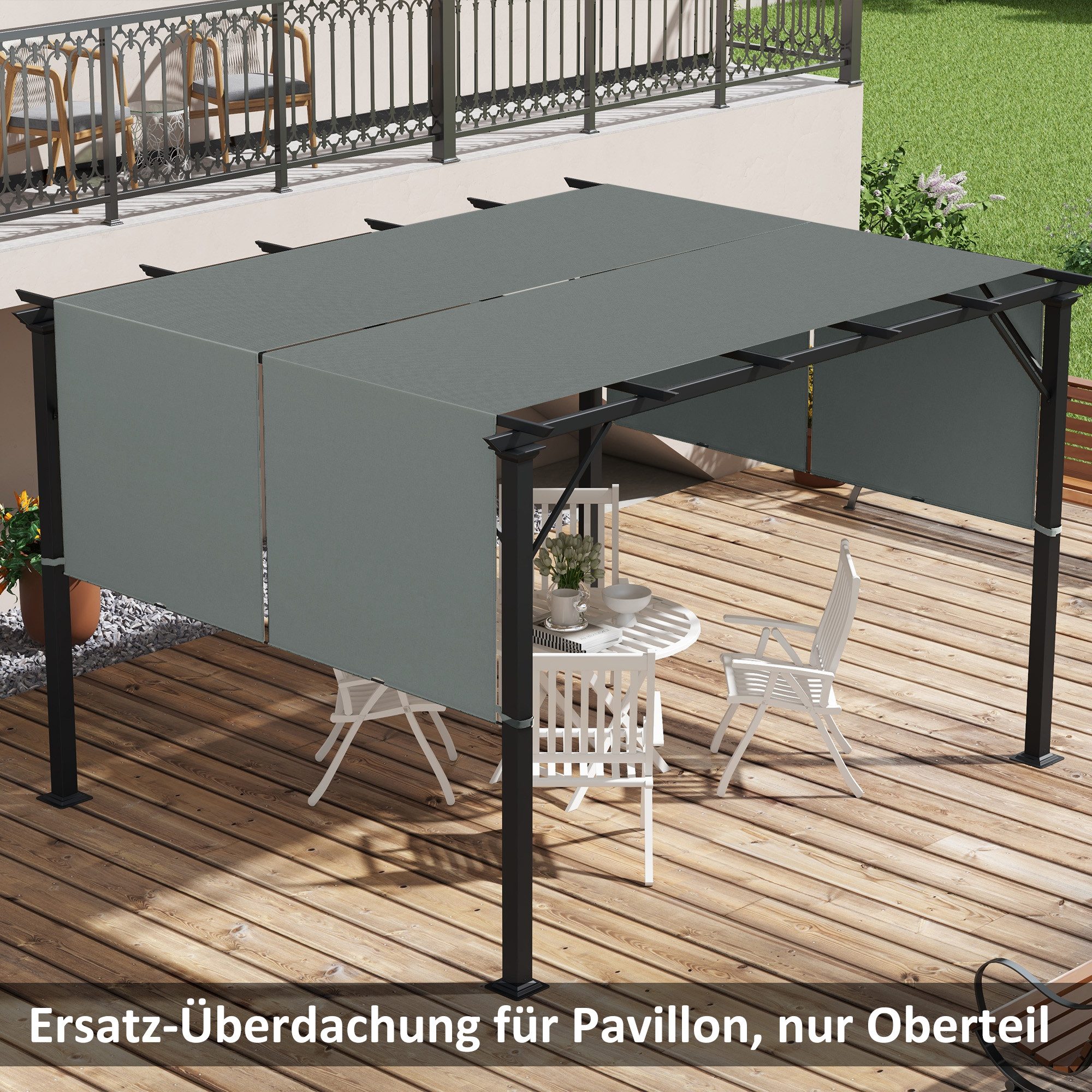 Outsunny Pavillon-Ersatzdach mit UV-Schutz, 180 g/m², 122.0 x 122.0 cm (Sonnensegel, Terrassenüberdachung), für 3 x 3 m Pavillon, Dunkelgrau