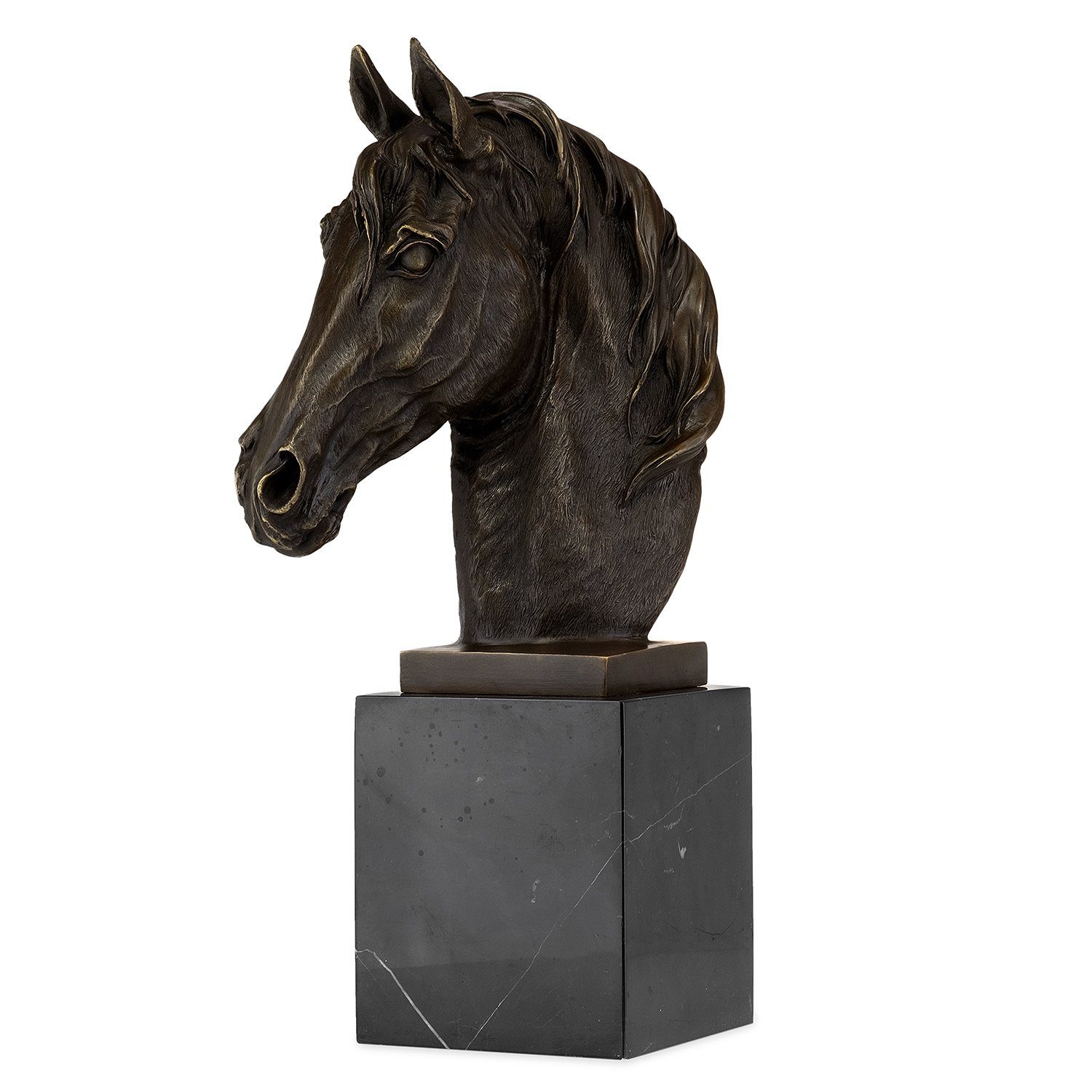 Bronzefigur Moritz Bronzefigur Dekofigur für Schreibtisch Regal Deko Pferdekopf, Figuren Skulptur Vitrine