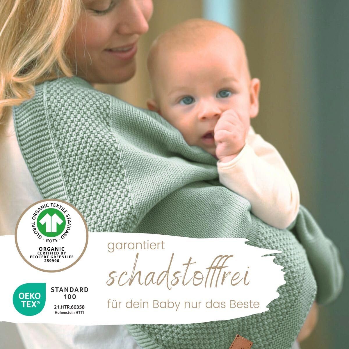 Babydecke DIKOS® Kuscheldecke Bordüre *100%* Bio Baumwolle, Geschenk zur Geburt, DIKOS, Strickdecke 75×100, Baby Erstausstattung Neugeborene, Babygeschenk