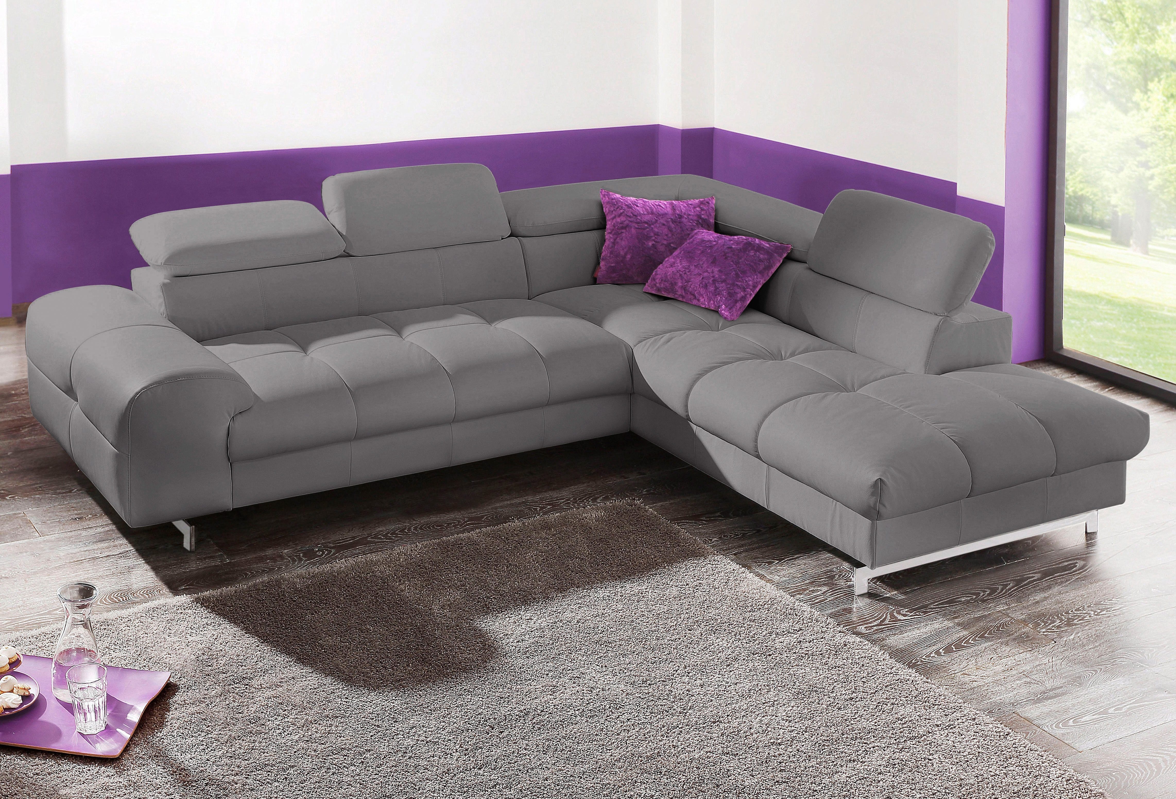 COTTA Ecksofa "Chef L-Form", mit Kopfteilverstellung, edle Metallkufen, wah günstig online kaufen