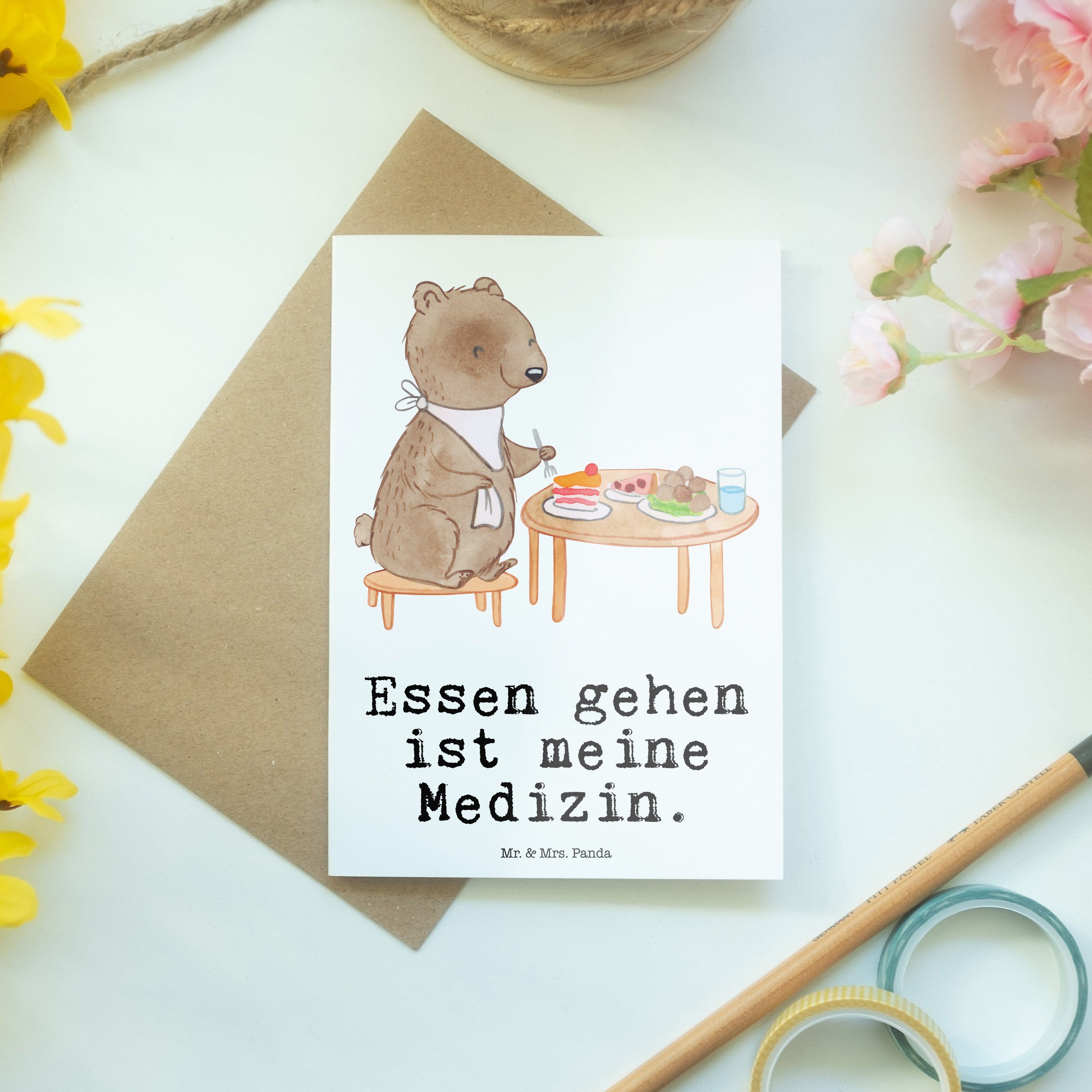 Gewinn, - Medizin Geschenk, Grußkarte Geburt & Mr. Bär gehen - Weiß Panda Mrs. Essen Klappkarte,