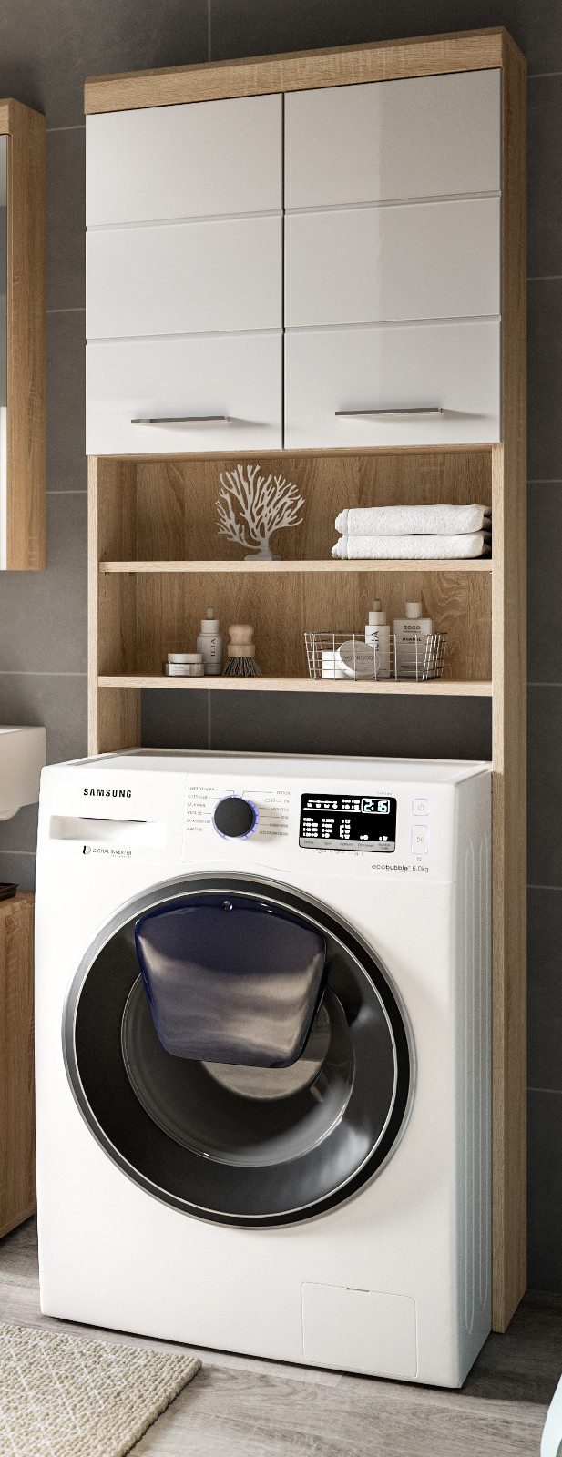 Inn.Furn Waschmaschinenumbauschrank Mambo (Überbauschrank in weiß Hochglanz günstig online kaufen