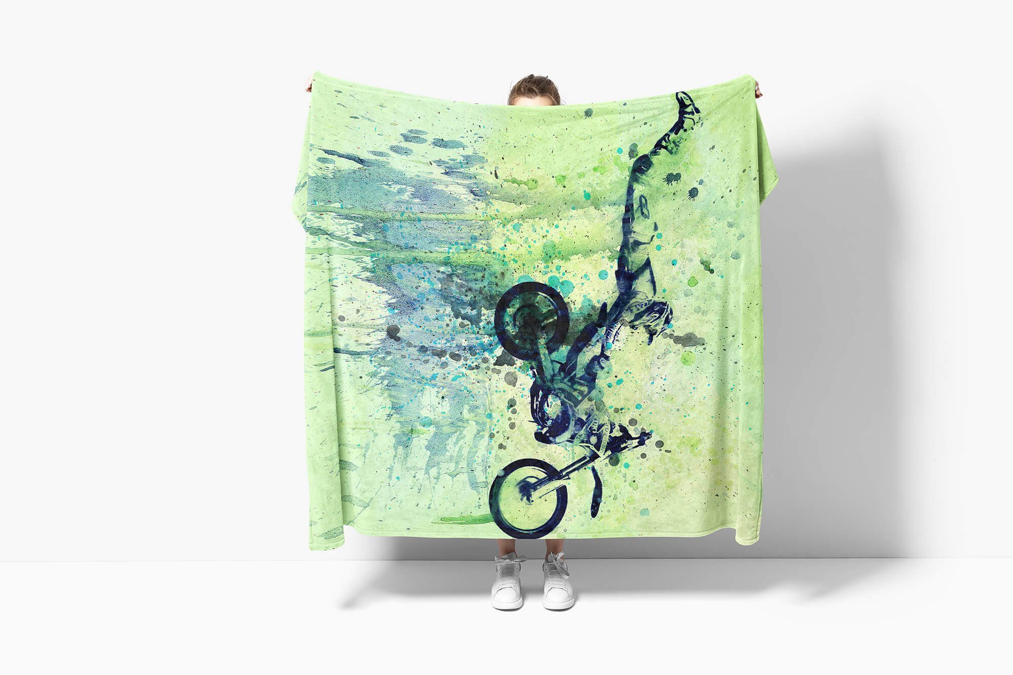 Handtücher SplashArt Sport Handtuch Strandhandtuch Saunatuch Kuscheldecke Kunstvoll Motocross Sporth, Baumwolle-Polyester-Mix (1-St), Handtuch