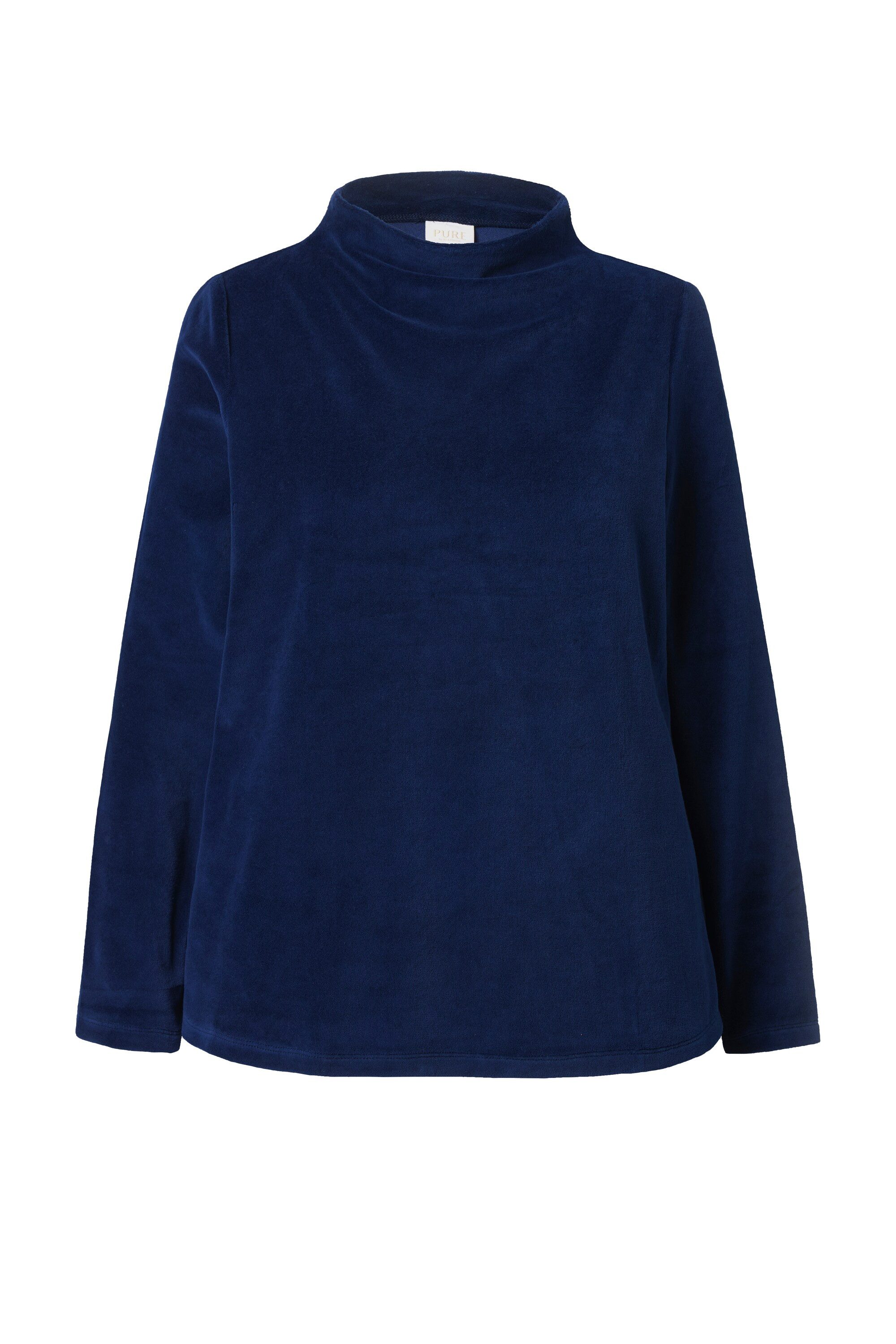 Ulla Popken Sweatshirt Samt-Sweatshirt A-Linie Stehkragen günstig online kaufen