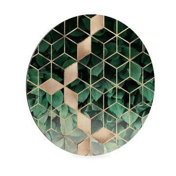 K&L Wall Art Gemälde Metallposter Rund Natur Geometrie Gold Retro Deko Fredriksson, Metalloptik Wandbild Ø 20cm