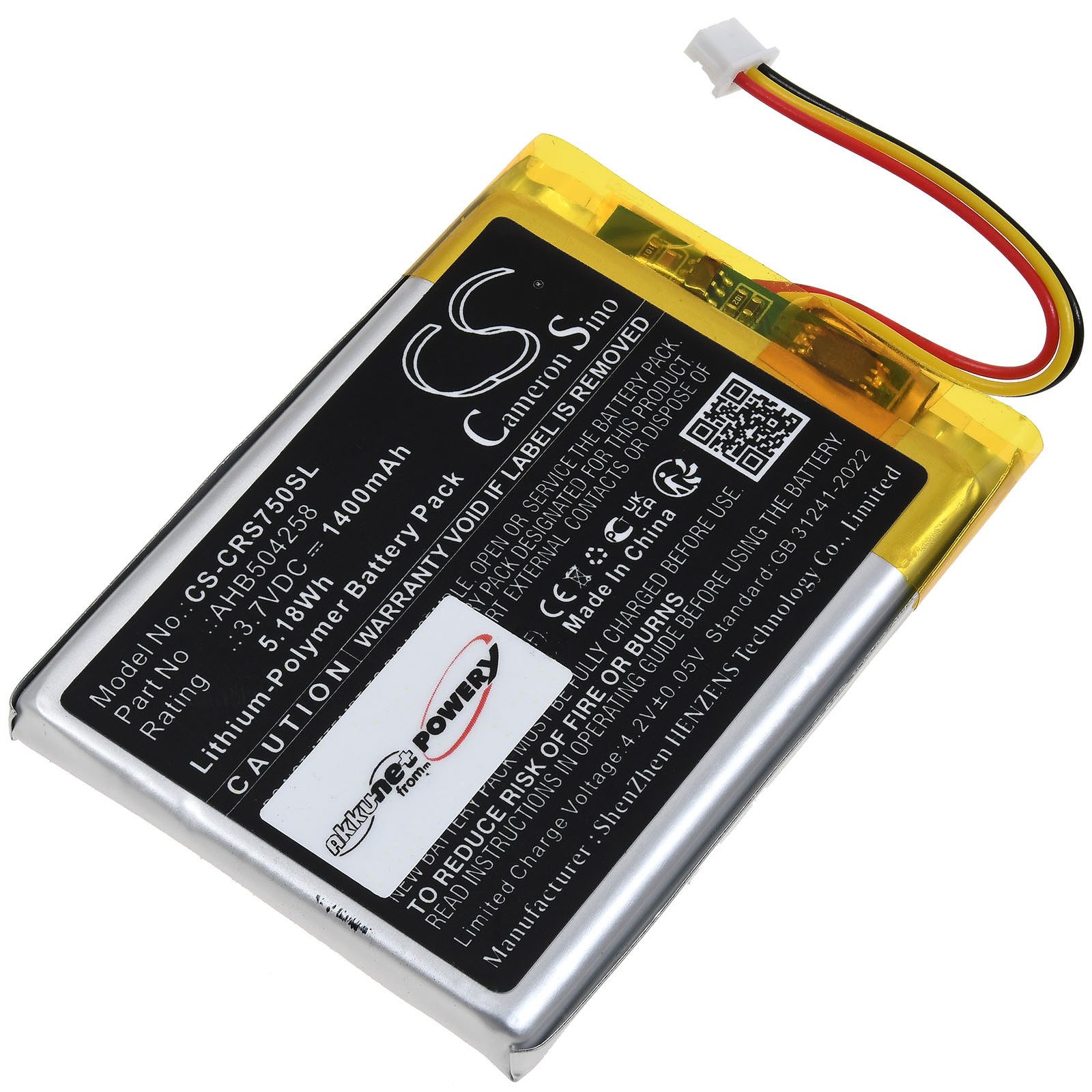 Powery Akku für Corsair HS70 HS70E HS75 XB Akku 1400 mAh (3.7 V)