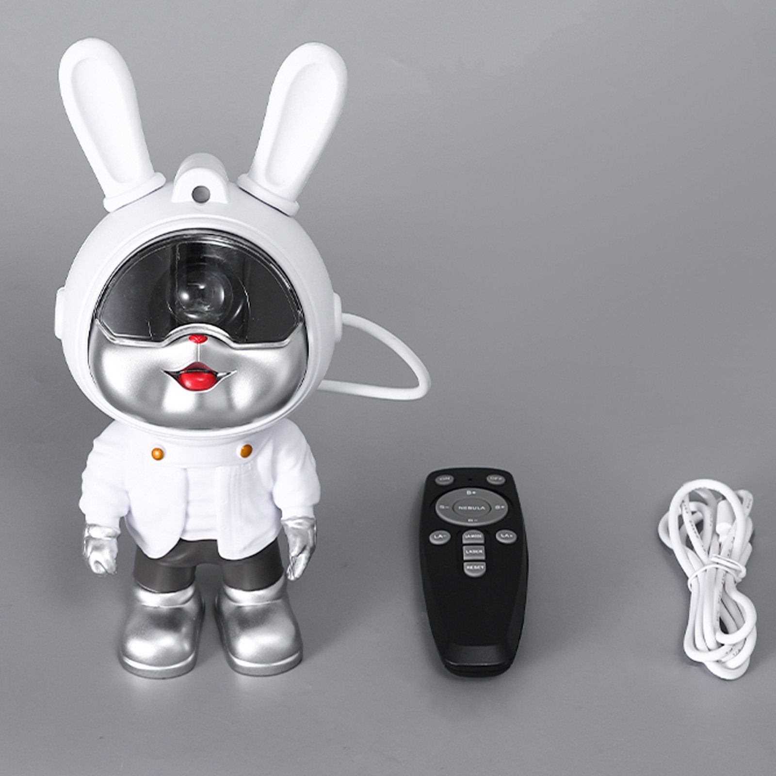 USB LED Projektor MUPOO Nachttischlampe Zimmer Projektor LED Projektionslampe Nachtlicht Sternenhimmel Hasen-Astronaut Led Dekor Fernbedienung,Kinder Nachtlicht, 360° Verstellbares, Astronaut