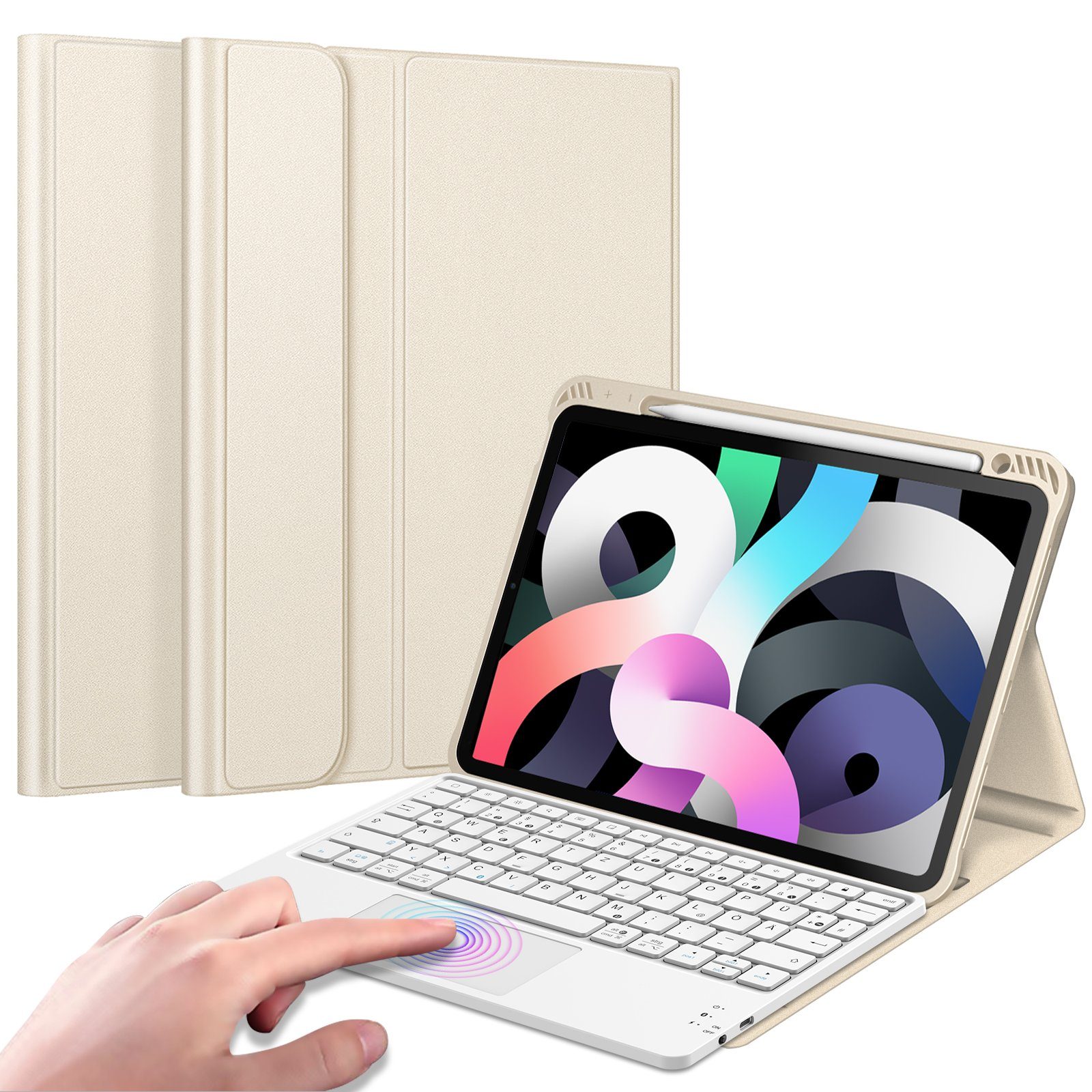 Fintie Tablet-Hülle Tastatur Hülle für iPad Air 5. Generation 2022 / iPad  Air 4. Generation 2020, iPad Air 10.9 Hülle mit Tastatur, Deutscher Tastatur  mit Touchpad Magnetisch Abnehmbarer Keyboard