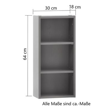 Lomadox Hängeschrank KAHLA-03 Badezimmer Regal 30 cm breit in Wotan Eiche Nb., B/H/T: 30/64/18 cm