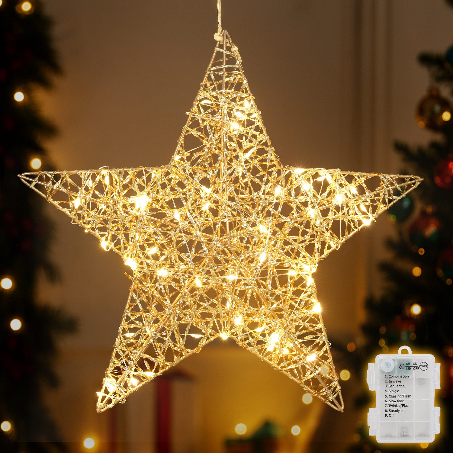 Salcar LED-Lichterkette LED Stern Dekoleuchte Warmweiß günstig online kaufen