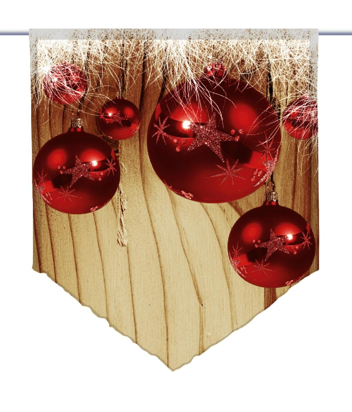 Scheibengardine Weihnachten modern red-brown Scheibenhänger spitz, gardinen-for-life