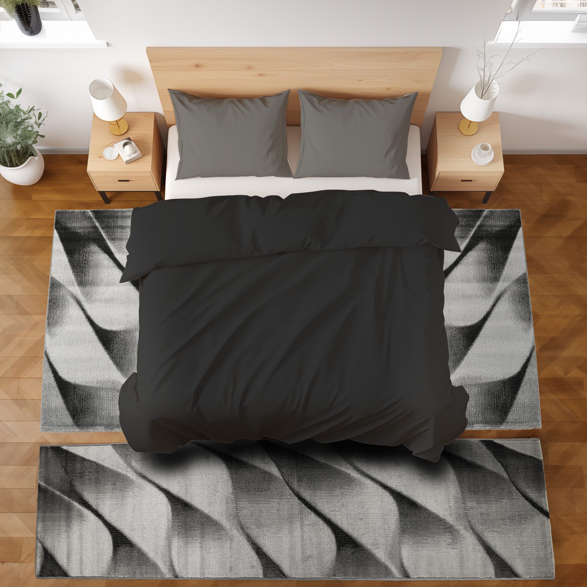 SIMPEX24 Kurzflor-Bettumrandung Abstrakt Wellen Design, Höhe 12 mm, (Bett-S günstig online kaufen