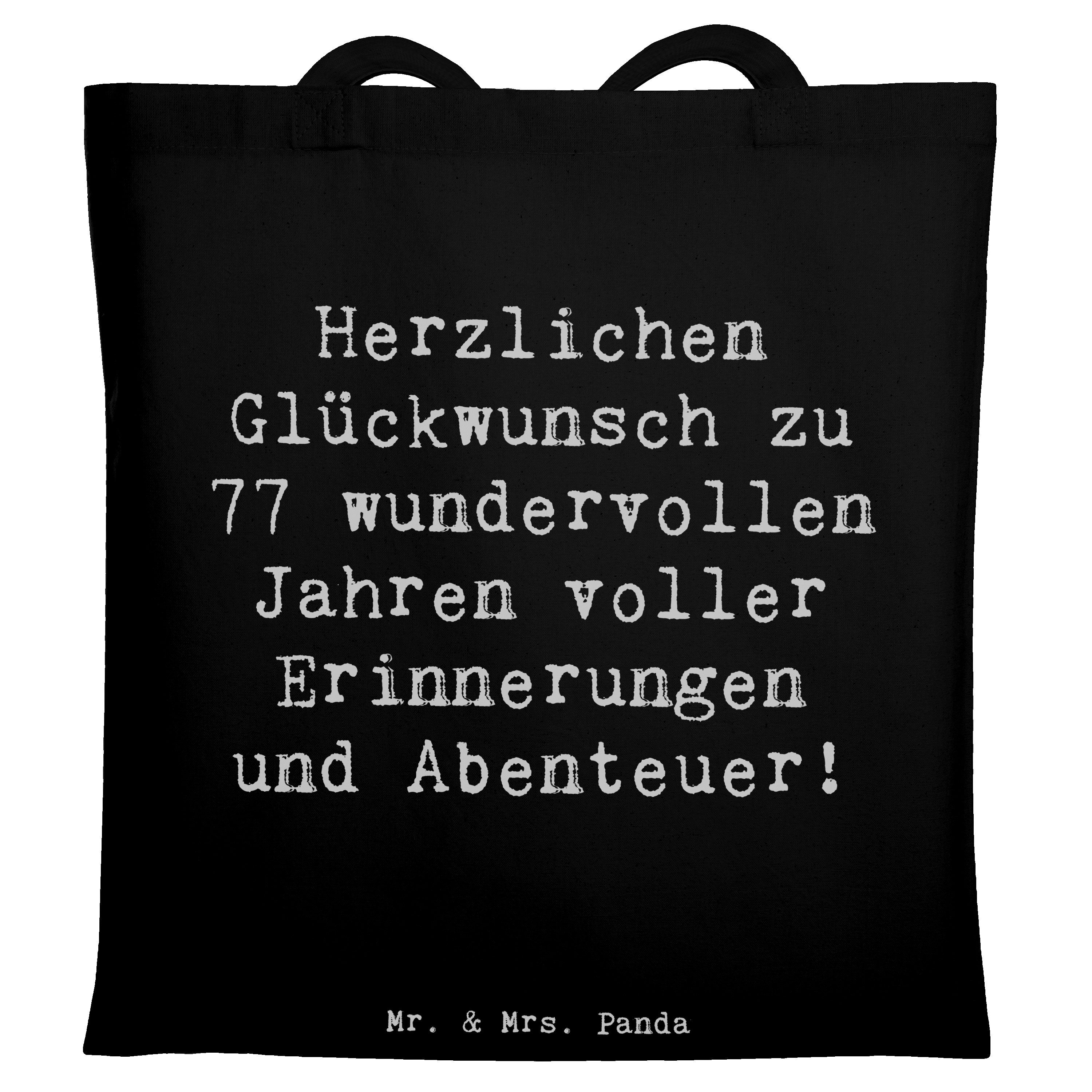 Tragetasche Spruch 77. Geburtstag, Shopping Tasche, Schwarz, Geburtstag, Meilenst