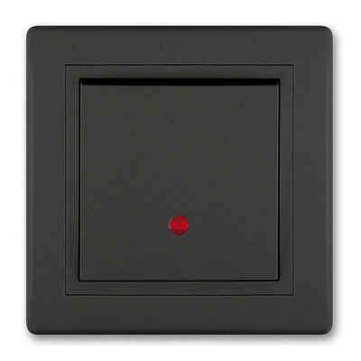 Aling Conel Lichtschalter Prestige Line Schalter mit Glimmlampe Schwarz Soft Touch, VDE-zertifiziert