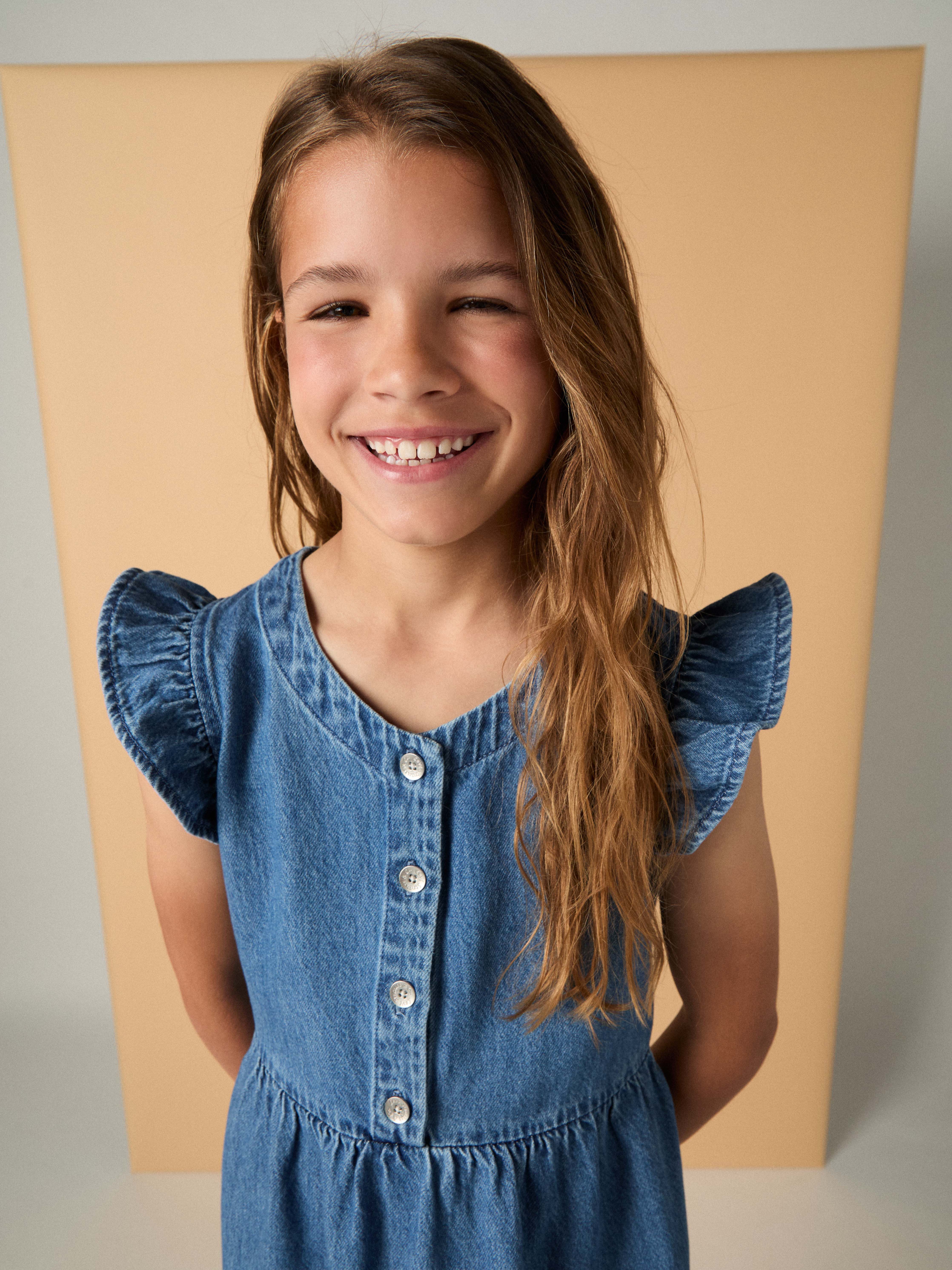 Levi's® Kids Jeanskleid LVG FLUTTER SLEEVE BUTTON UP D for Girls, mit kurzer Knopfleiste
