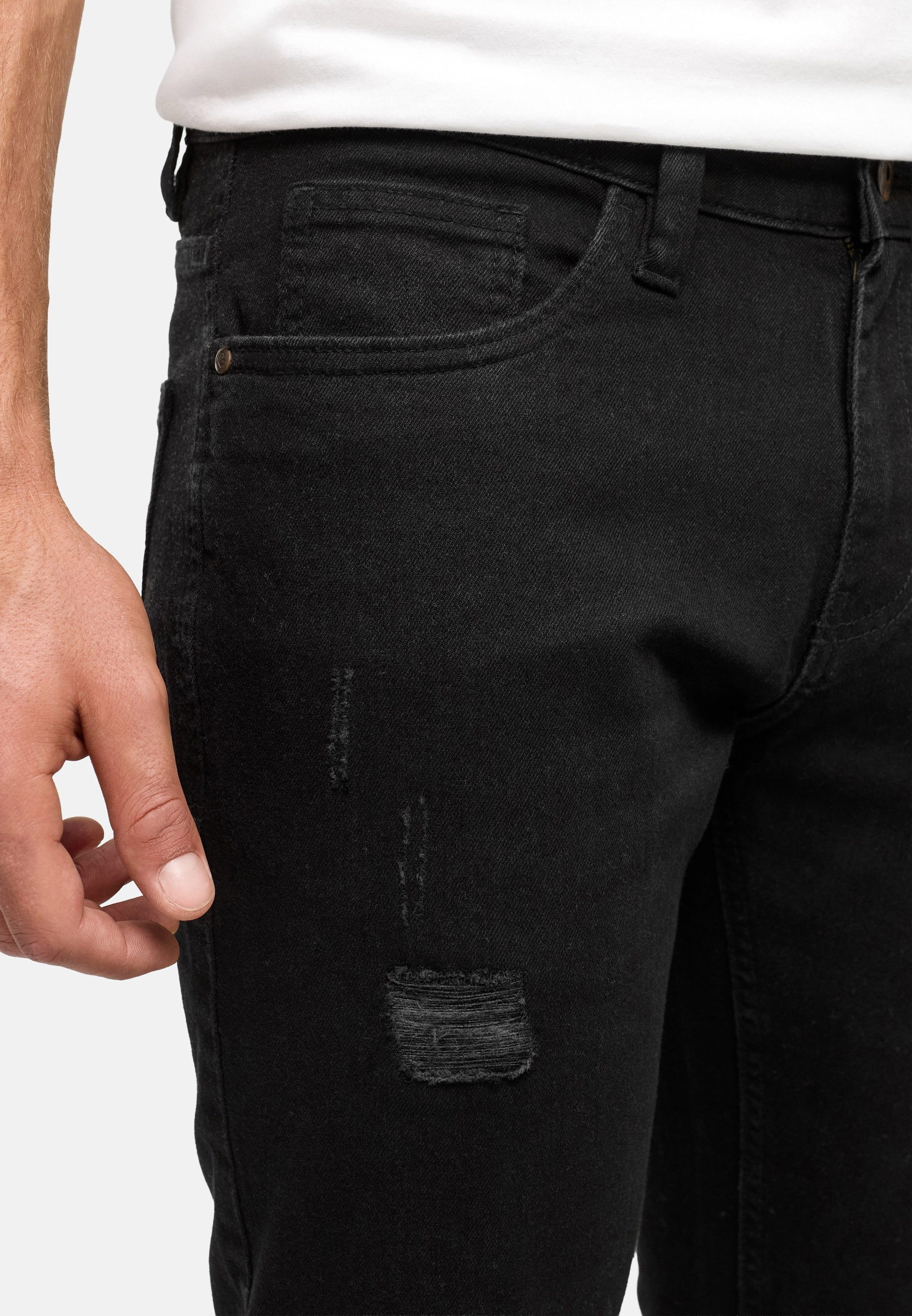 INDICODE Regular-fit-Jeans Herren INPlum Jeanshose Destroyed mit Stretch – Bild 4 von 5