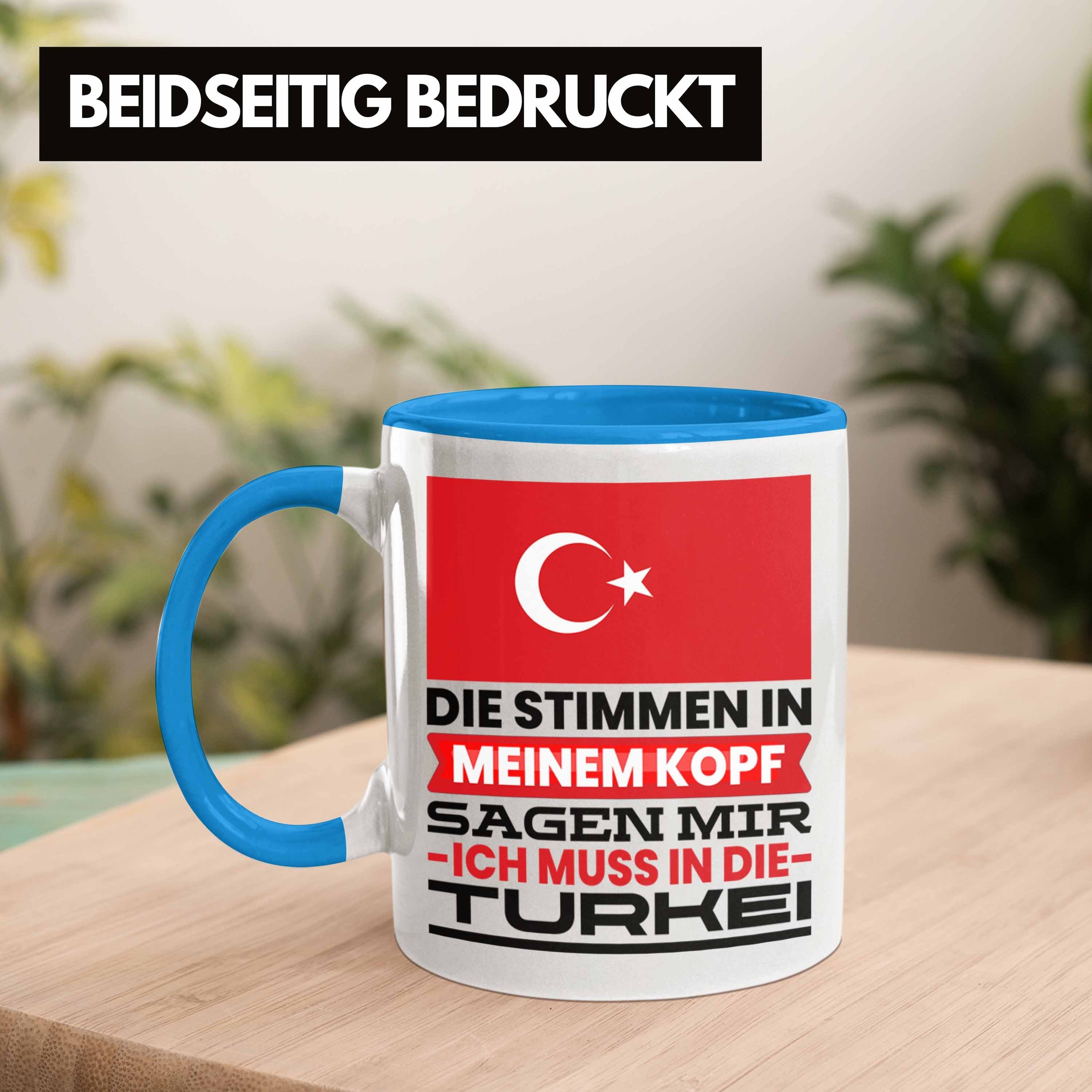 Trendation Tasse Türkei Tasse Ich Geschenkidee Türken für Urlaub Mu Blau Geburtstag Geschenk