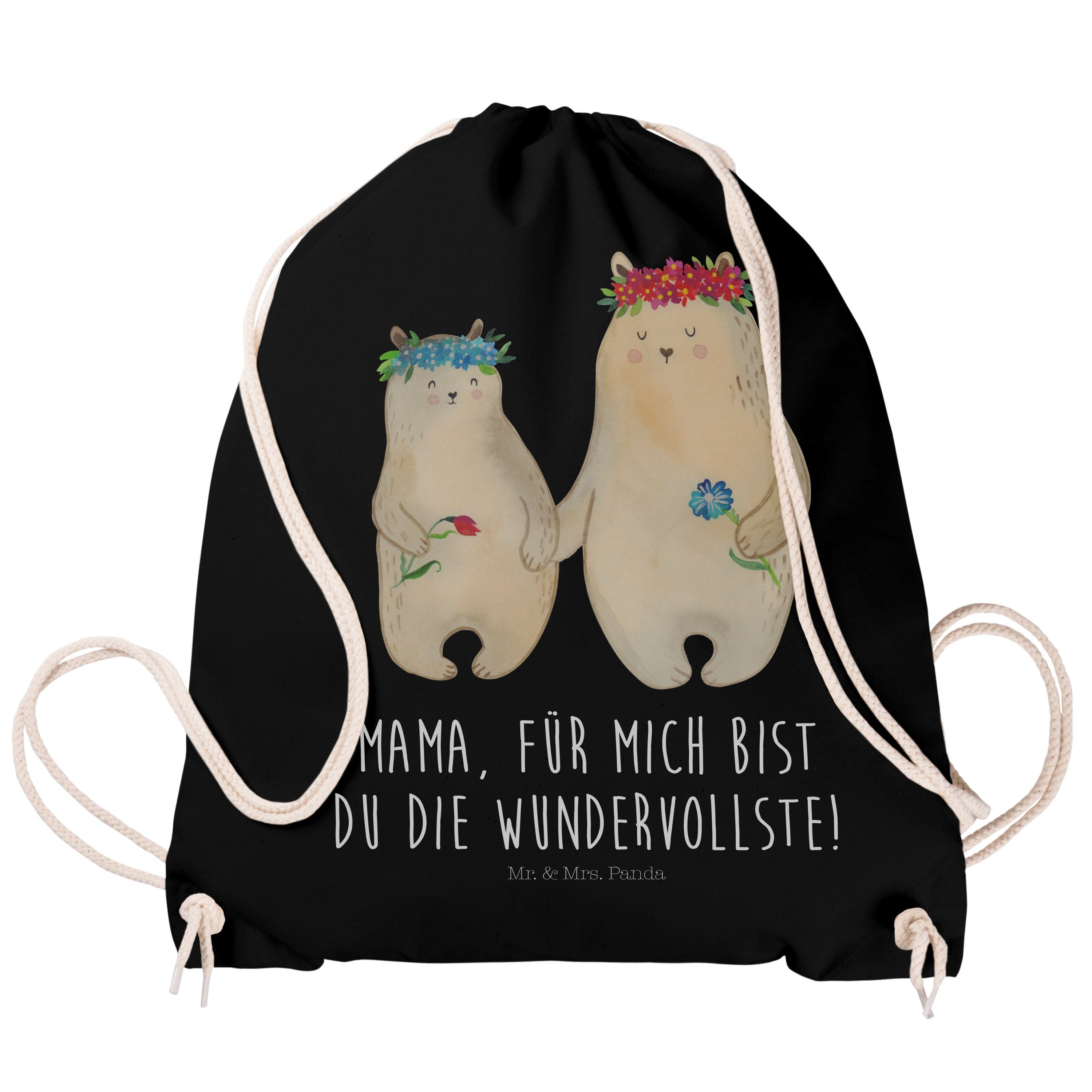 - Geschenk, Bären Mr. Blumenkranz (1-tlg) Panda Sporttasche Schwarz mit Sportbeutel, Mrs. - Opa, Bruder, &