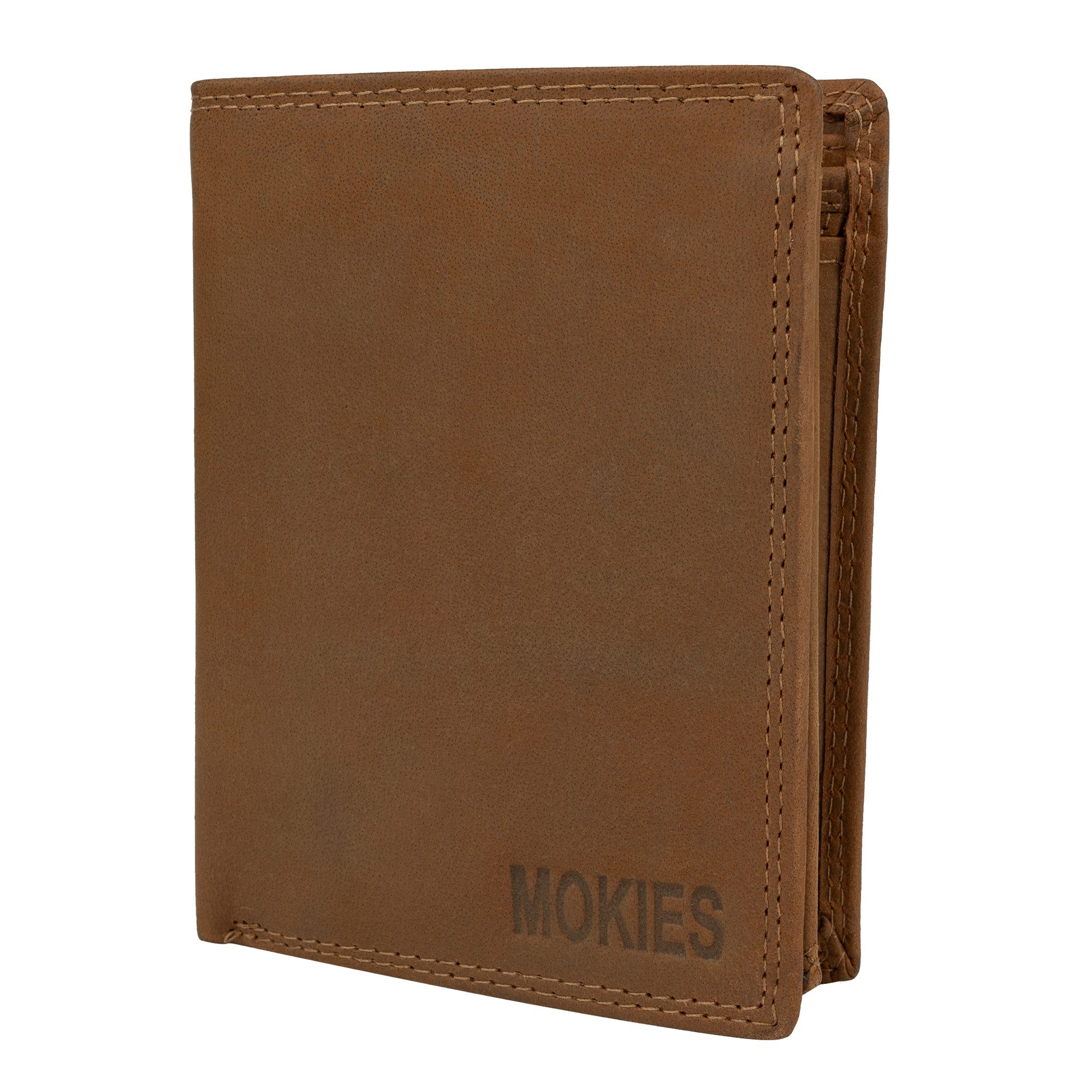 MOKIES Geldbörse Herren Portemonnaie G306 (hochformat), 100% Echt-Leder