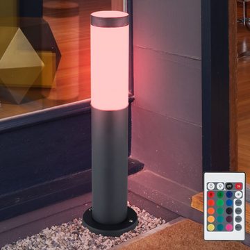 etc-shop LED Außen-Stehlampe, Leuchtmittel inklusive, Warmweiß, Farbwechsel, Wegeleuchte dimmbar mit Fernbedienung LED Sockelleuchte
