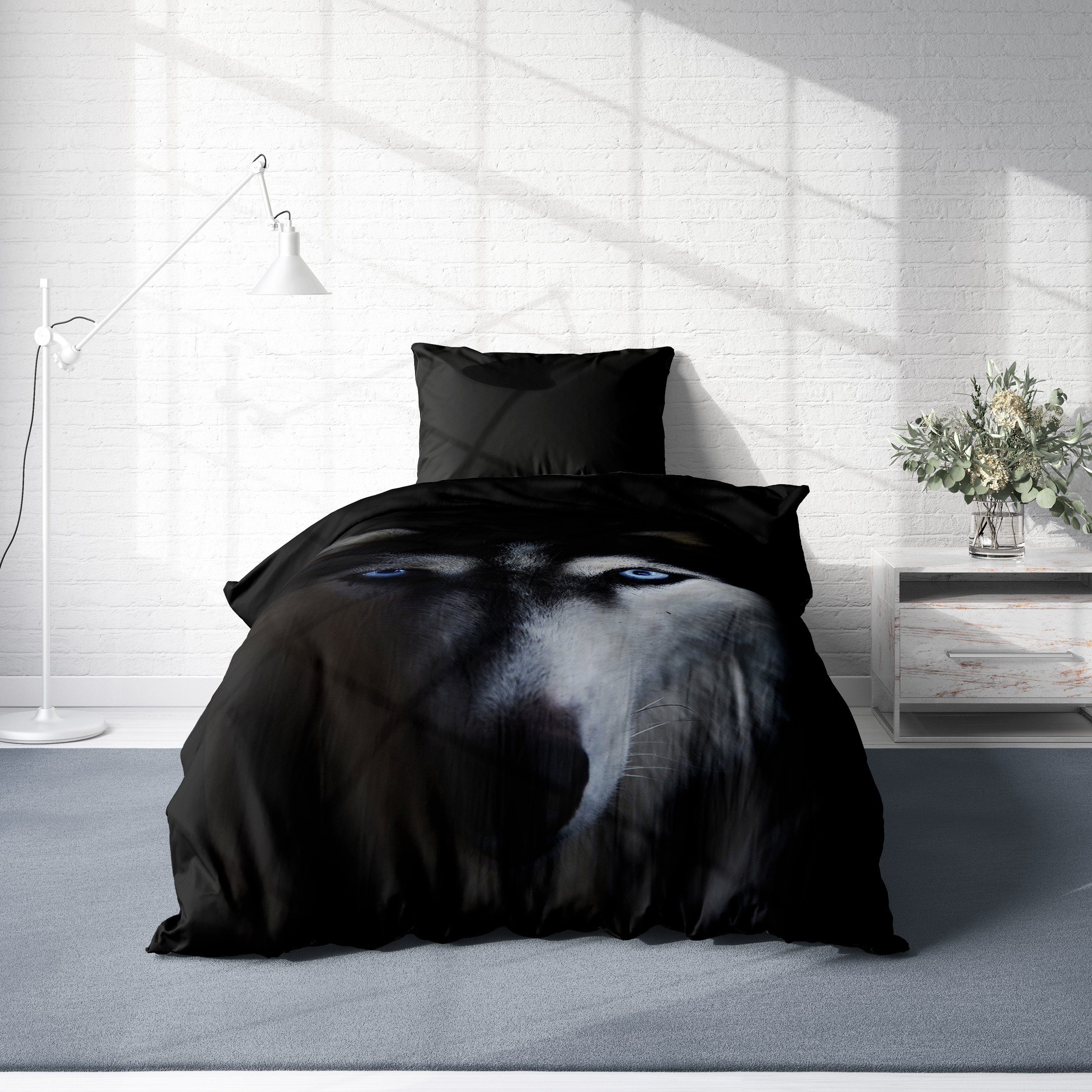 One Home Bettwäsche Wolf, Mikrofaser, 4 teilig, mit Wölfe Motiv günstig online kaufen