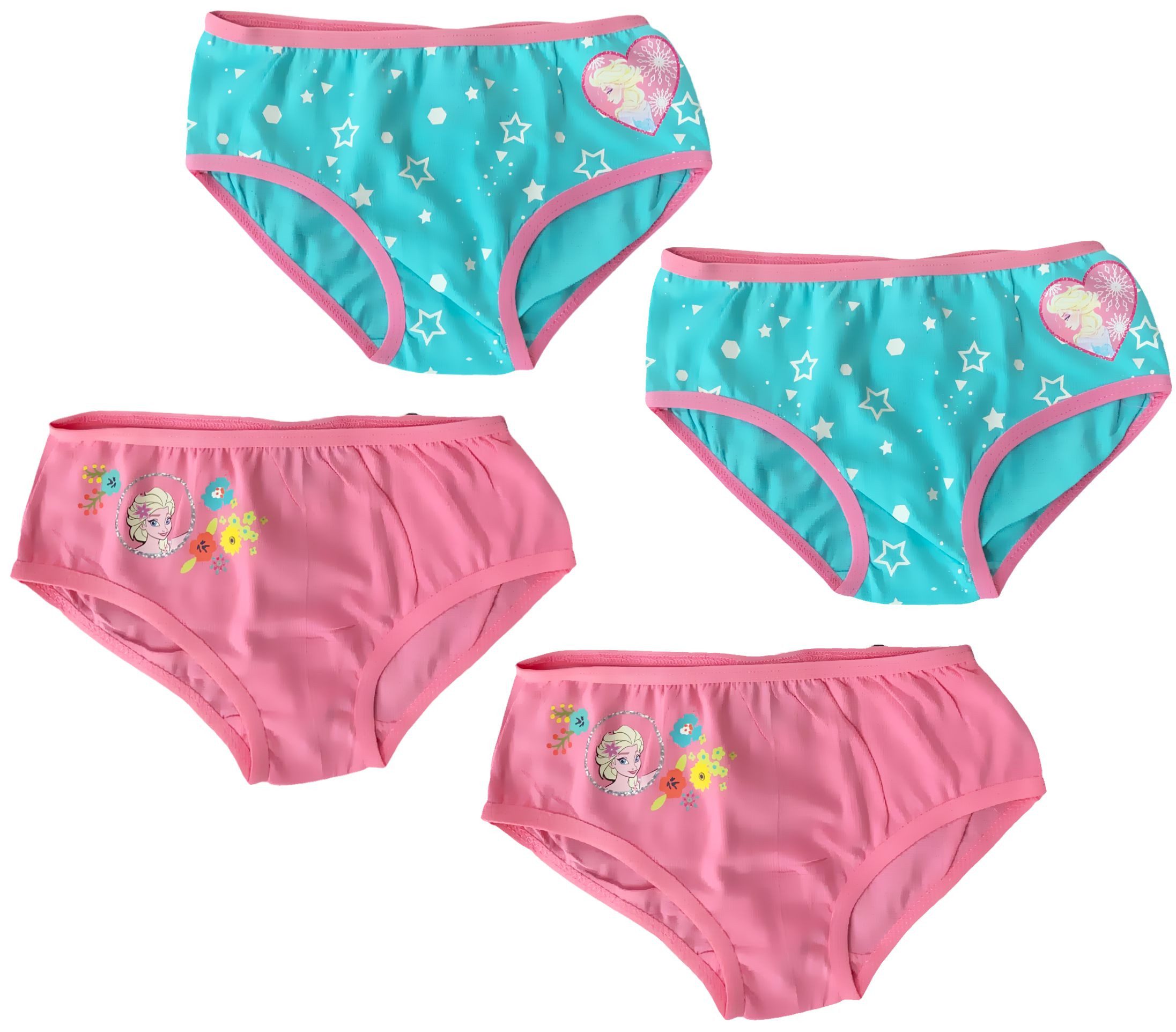 Disney Frozen Schlüpfer 4x Die Eiskönigin Anna+Elsa Unterhosen Slips Schlüpfer 4-10 Jahre (Packung)