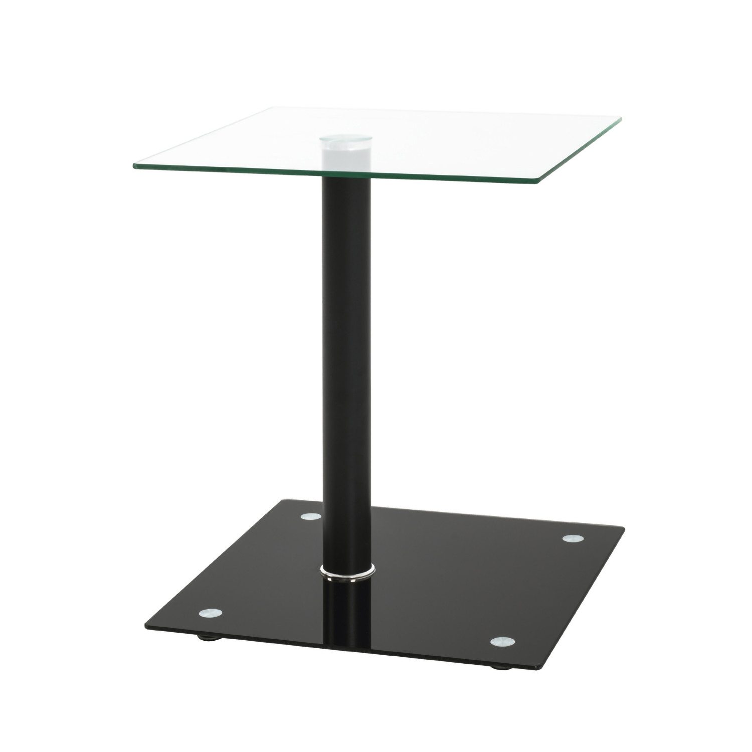 HAKU Beistelltisch Beistelltisch schwarz, Metall-Sofatisch Sicherheitsglas-B40xH52xT40 cm (1 Stück), Beistelltisch aus Metall, Sofatisch, Wohnzimmertisch