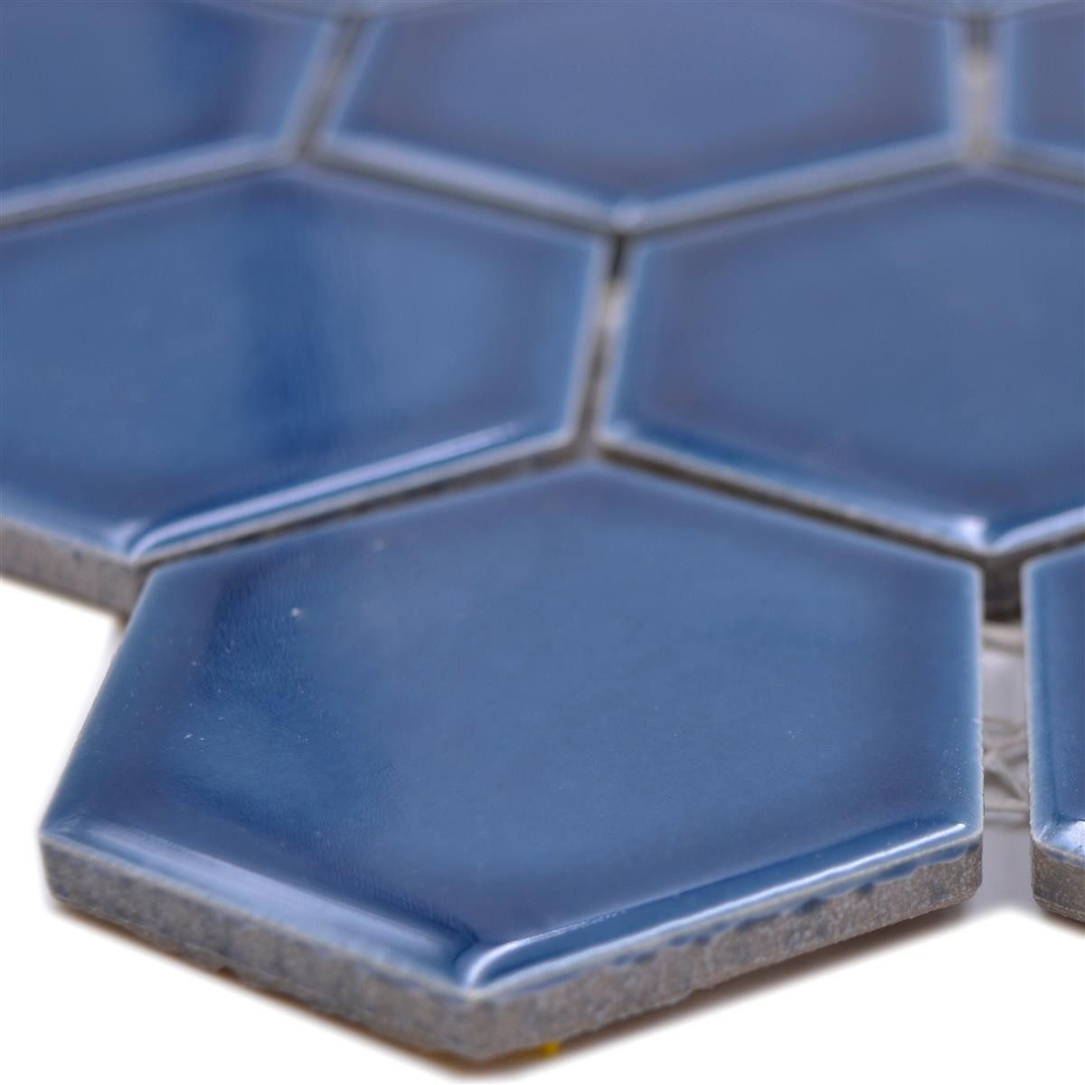 Mosafil Mosaikfliesen Keramikmosaik Fliesen Salomon Hexagon H51, Keramik 28.100x32.500, grün-blau, Verlegefertig auf ein Netz geklebt - Frostsicher - Wasserfest