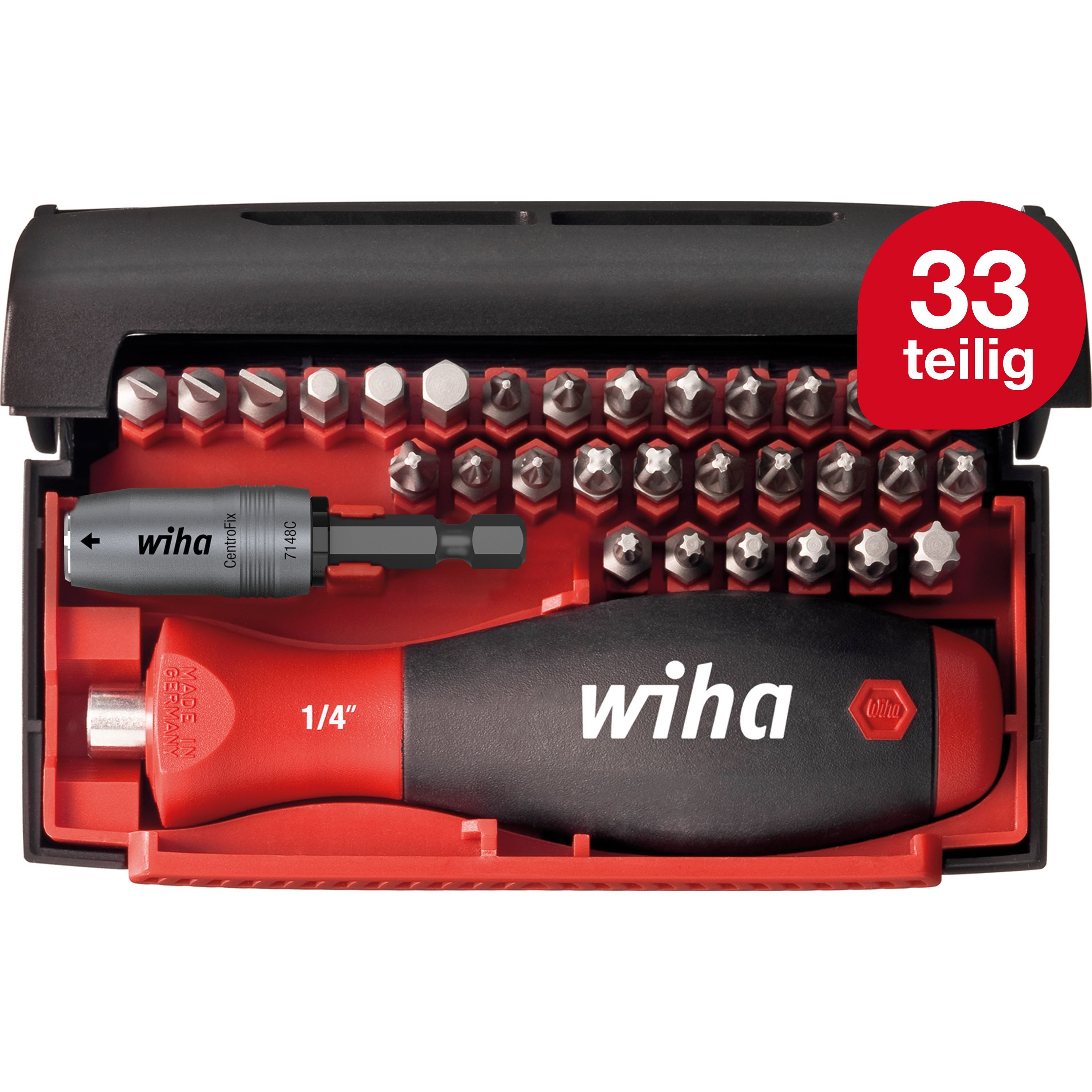 Wiha Bit-Set Collector (34686) - 33 tlg., 25 mm gemischt 1/4" C6,3, magentischer Bithalter