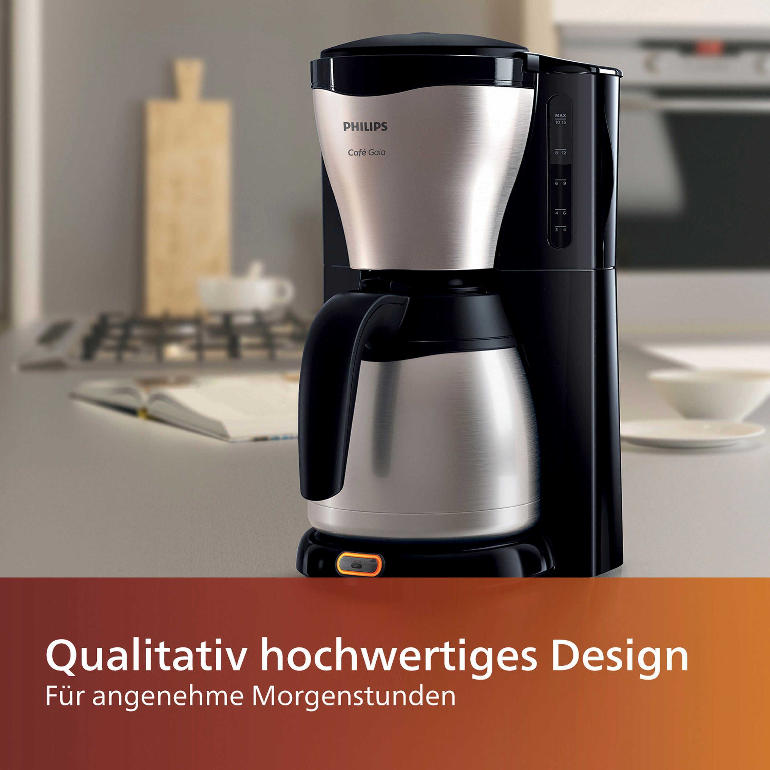 Filterkaffeemaschine HD7546/20, und mit Philips Abschaltfunktion 1x4, Thermokanne, 1,2l Tropfstopp Kaffeekanne,