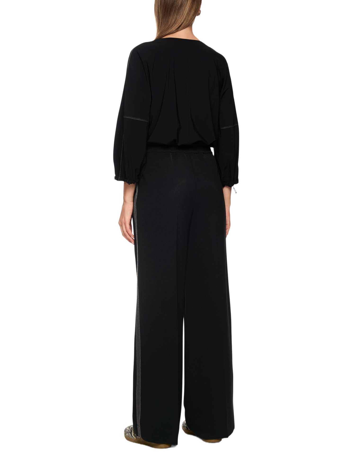 Marc Cain Stoffhose schwarz,Casual,Polyester,Unifarben,Wide Leg,Mittel