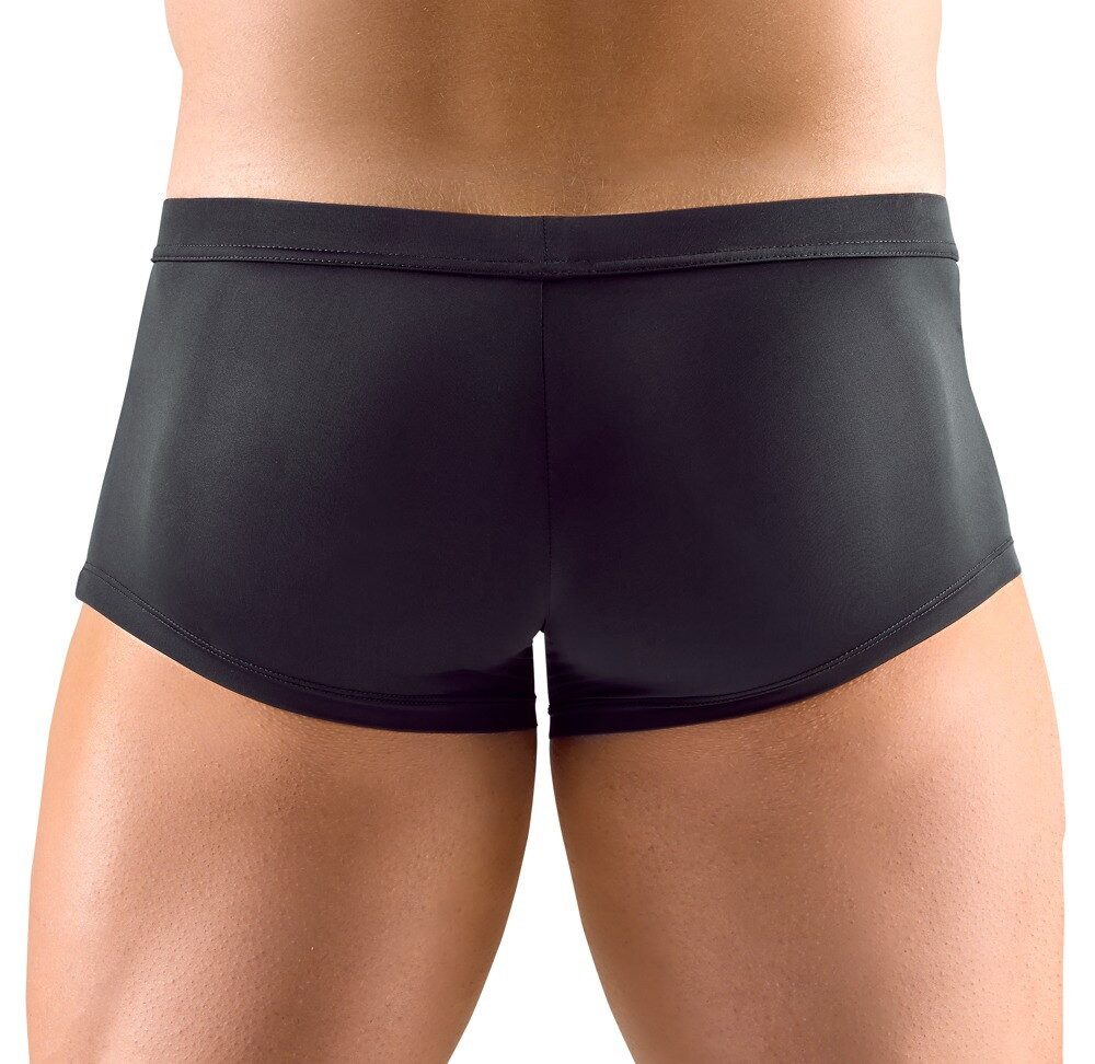 Svenjoyment Boxershorts Boxershorts mit transparenten Streifen - schwarz (1-St) Vorne unterlegter Reißverschluss