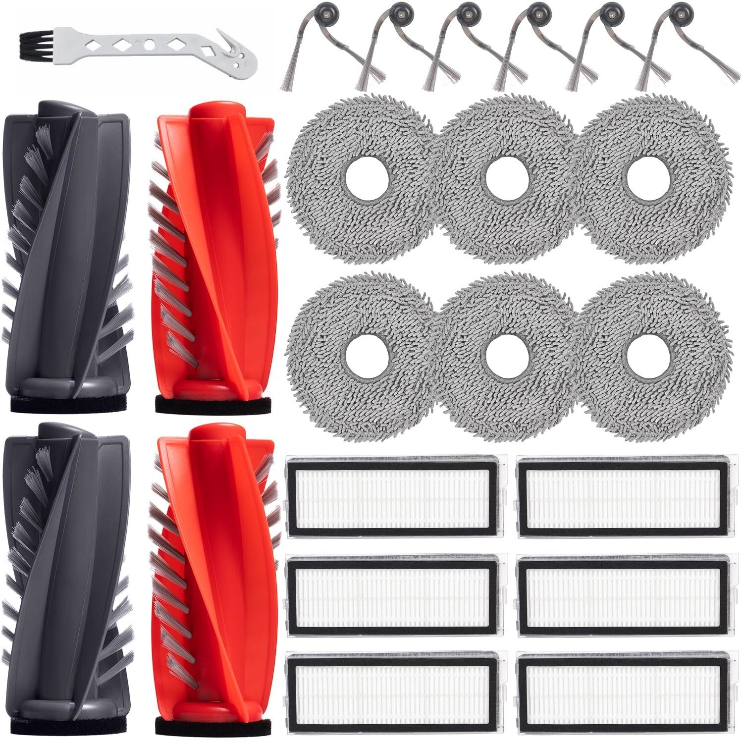 FOUORTUNATE-BEE Staubsaugerdüsen-Set 23-teiliges Ersatzteilset für Qrevo C/Curv S5X/Edge S5A, (Zubehörset für Saugroboter – Bürsten, Filter, Pads & Seitenbürsten)