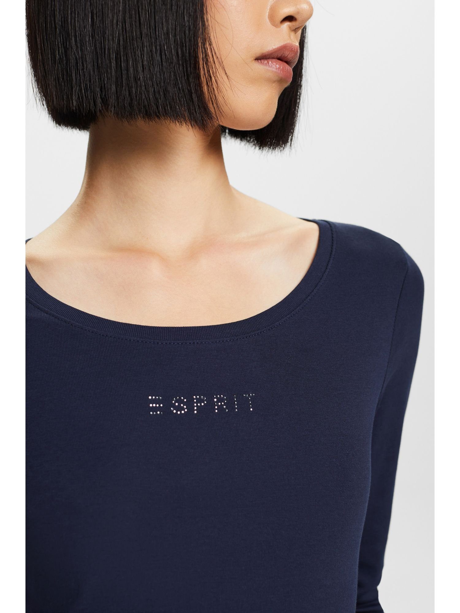 mit Logo Esprit NAVY Langarmshirt Longsleeve aus Bio-Baumwolle (1-tlg)