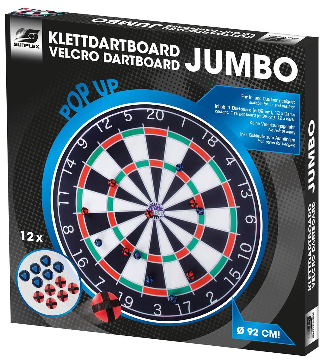 Dartscheibe Sunflex Klettdartboard Dartscheibe Jumbo inkl. 12 Bälle