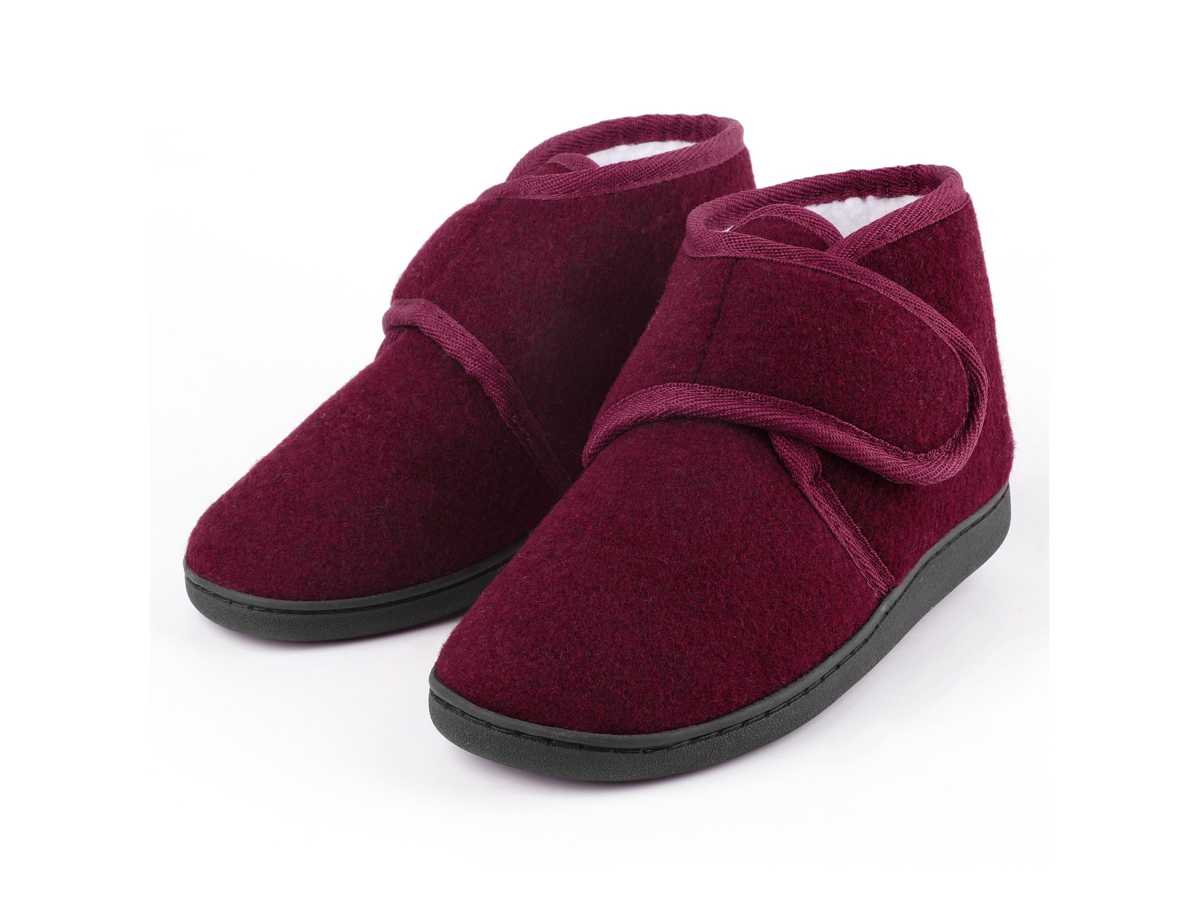TIESTRA Damen Herren Winterhausschuhe, Warm Hausschuh (Memory Foam Sohle, flach geschnitten) Kunststoffe mit Lammfell, breiter Fußbereich & Filzpantoffeln