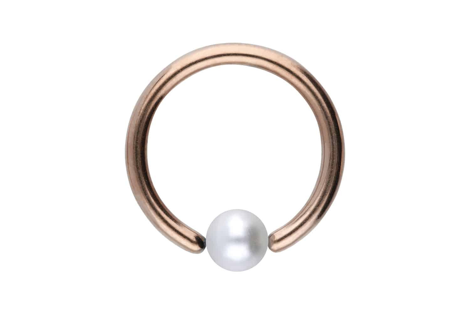 PIERCINGLINE Nasenpiercing Chirurgenstahl Klemmkugelring SYNTHETISCHE PERLE (Klemm-Ringe, 1-tlg)